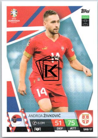 fotbalová karta Topps Match Attax EURO 2024 SRB17 Andrija Živković (Serbia)