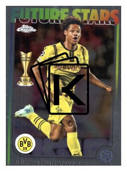 fotbalová kartička 2024-25 Topps Chrome 166 Julien Duranville, Borussia Dortmund – Future Stars
