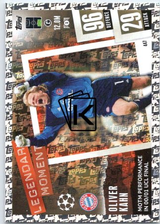 Fotbalová kartička 2023-24 Topps Match Attax UEFA Club Competitions  Legendary Moment 447 Oliver Kahn FC Bayern München