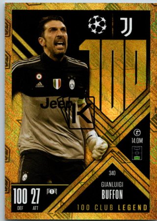 Fotbalová kartička 2024-25 Topps Match Attax EXTRA UEFA Club Competitions 100 Club Legend 340.  Gianluigi Buffon (Juventus)