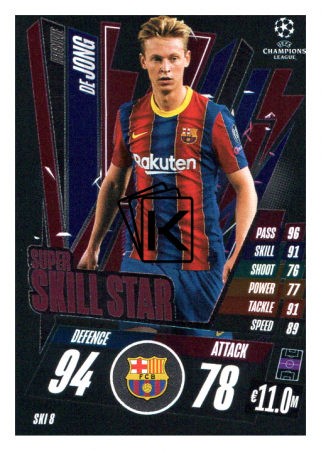 fotbalová kartička 2020-21 Topps Match Attax Champions League Extra Super Skill Star SKI8 Frenkie de Jong FC Barcelona