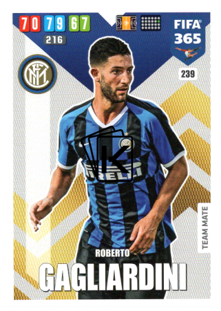Fotbalová kartička Panini Adrenalyn XL FIFA 365 - 2020 Team Mate 239 Roberto Gagliardini Inter Milan