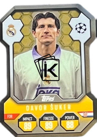 fotbalová kartička 2024-25 Topps Match Attax UEFA Club Competitions Topps Chrome Pro Elite Shield SH7 Davor Šuker (Real Madrid CF)