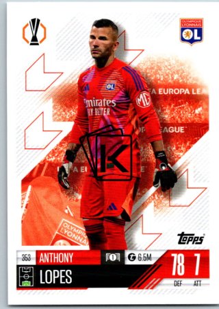 fotbalová kartička 2024-25 Topps Match Attax UEFA Club Competitions 353 Anthony Lopes (Olympique Lyonnais)