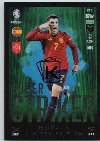 fotbalová karta Topps Match Attax EURO 2024 Super Striker Limited Edition STLE3 Alvaro Morata (Spain)
