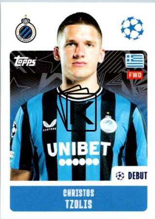 2024-25 Topps Champions League 157 Christos Tzolis (Club Brugge KV)