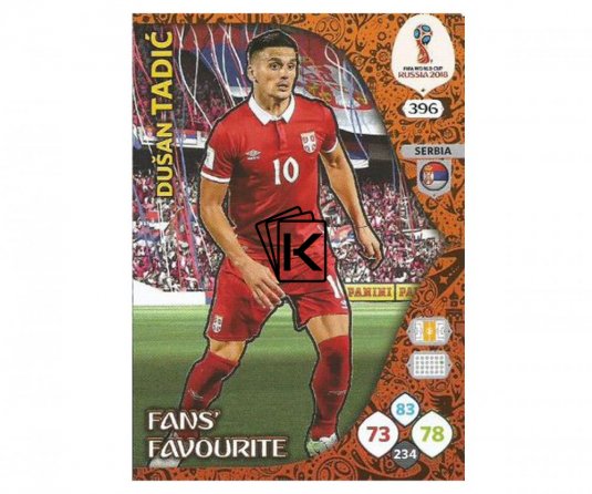 Fotbalová kartička Panini Adrenalynl XL World Cup Russia 2018 Fans Favourite 396 Dusan Tadic