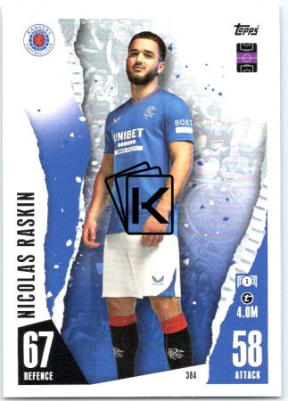 Fotbalová kartička 2023-24 Topps Match Attax UEFA Club Competitions 384 Nicolas Raskin Rangers FC