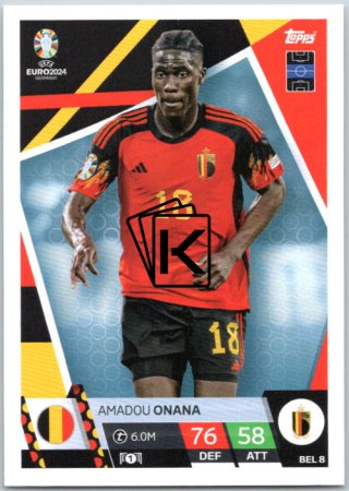 fotbalová karta Topps Match Attax EURO 2024 BEL8 Amadou Onana (Belgium)PIE