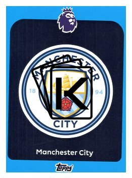 fotbalová kartička 2025-26 Topps  Premier League 181Manchester City Logo-PARALLEL Blue
