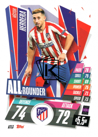 fotbalová kartička Topps Match Attax Champions League 2020-21 ATL3 Héctor Herrera All Rounder Atletico Madrid
