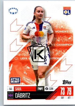 Fotbalová kartička 2024-25 Topps Match Attax EXTRA UEFA Club Competitions UWCL Cards 150.  Sara Däbritz (Olympique Lyonnais)