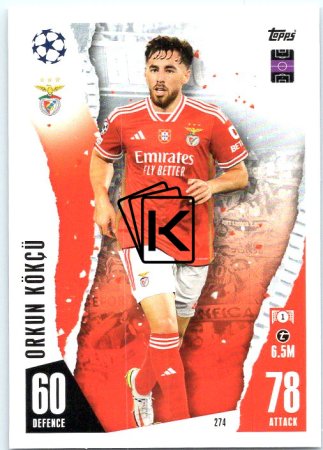 Fotbalová kartička 2023-24 Topps Match Attax UEFA Club Competitions 274 Orkun Kökçü SL Benfica