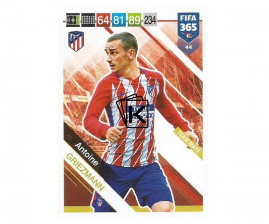 Fotbalová kartička Panini FIFA 365 – 2019 Team Mate 44 Antione Griezmann Atletico de Madrid