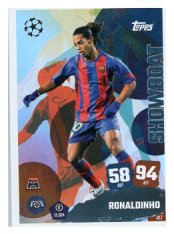 fotbalová kartička 2025-26 Topps Match Attax UCC Showboat (Rainbow Plus Foil) 417 Ronaldinho (FC Barcelona)