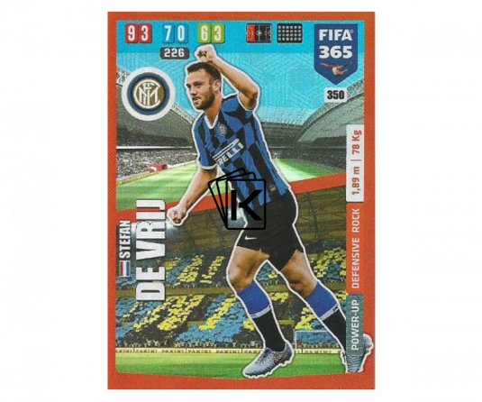 Fotbalová kartička Panini FIFA 365 – 2020 Defensive Rock 350 Stefan De Vrij Inter Milan