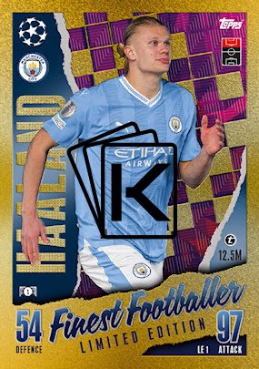 Fotbalová kartička 2023-24 Topps Match Attax UEFA Club Competitions Limited Edition LE1 Erling Haaland Manchester City