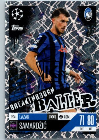 Fotbalová kartička 2024-25 Topps Match Attax EXTRA UEFA Club Competitions Breakthrough Baller 204 Lazar Samardžić (Atalanta BC)