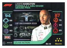 2020 Topps Formule 1 Turbo Attax 93 Live Action Lewis Hamilton Mercedes AMG