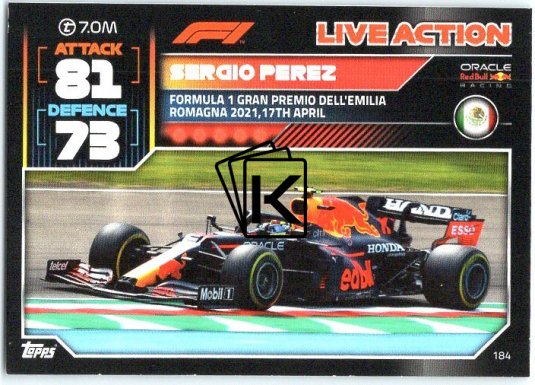2022 Topps Formule 1Turbo Attax F1 Live Action 2021 184 Sergio Perez (Red Bull Racing)