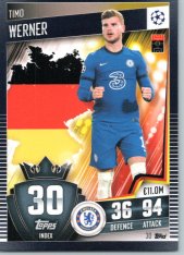 fotbalová kartička 2020-21 Topps Match Attax 101 Champions League 30 Timo Werner Chelsea FC