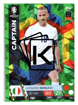 fotbalová karta Topps Match Attax EURO 2024 Green parallel ITA2 Leonardo Bonucci (Italy)
