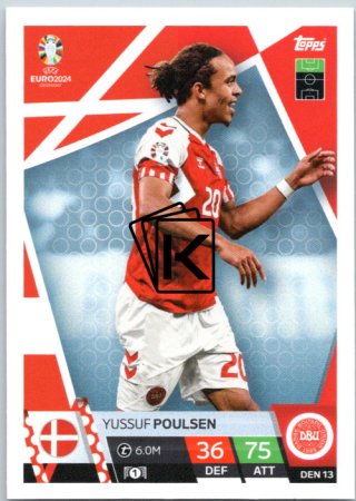 fotbalová karta Topps Match Attax EURO 2024 DEN13 Yussuf Poulsen (Denmark)