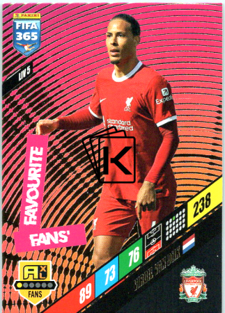 fotbalová karta Panini FIFA 365 2024 Adrenalyn XL LIV5 Virgil van Dijk	Liverpool Fans' Favourite
