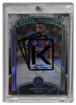 podepsaná karta Topps Museum Collection Archival Autographs Ansu Fati FC Barcelona Auto 258/299