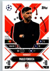 Fotbalová kartička 2024-25 Topps Match Attax EXTRA UEFA Club Competitions Manager Career 123.  Paulo Fonseca (AC Milan)