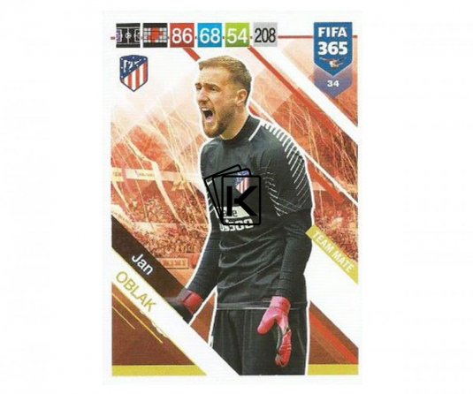 Fotbalová kartička Panini FIFA 365 – 2019 Team Mate 34 Jan Oblak Atletico de Madrid