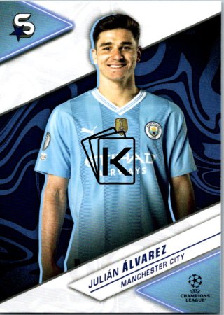 Fotbalová kartička 2023-24 Topps Superstars UEFA Club Competitions 91 Julián Álvarez (Manchester City)