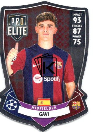 Fotbalová kartička 2023-24 Topps Match Attax UEFA Club Competitions Pro Elite Chrome Shield SH 6 Gavi - FC Barcelona