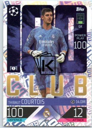 Fotbalová kartička 2022-23 Topps Match Attax UCL CLub 100 - 451 Thibaut Courtois - Real Madrid CF