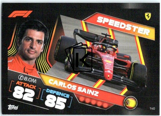 2022 Topps Formule 1Turbo Attax F1 Speedster 140 Carlos Sainz (Ferrari)