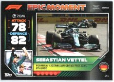 2022 Topps Formule 1Turbo Attax F1 Epic Moments 2021 264 Sebastian Vettel (Aston Martin)