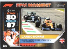 2022 Topps Formule 1Turbo Attax F1 Epic Moments 2021 274  Lando Norris (McLaren)