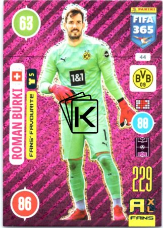 fotbalová karta Panini Adrenalyn XL FIFA 365 2021 Fans´ Favourite 44 Roman Bürki Borussia Dortmund