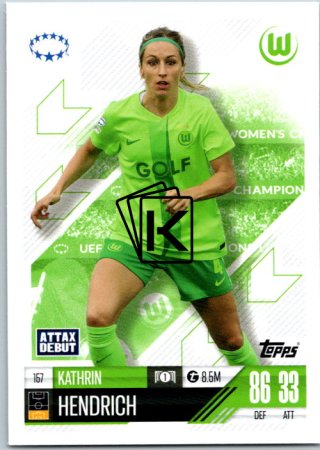 Fotbalová kartička 2024-25 Topps Match Attax EXTRA UEFA Club Competitions UWCL Cards 157.  Kathrin Hendrich (VfL Wolfsburg)