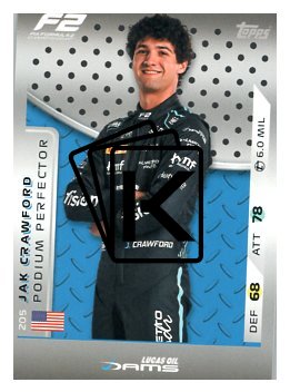 2025 Topps Turbo Attax F1 DAMS Lucas Oil F2 Podium Perfections HP 205 Jak Crawford
