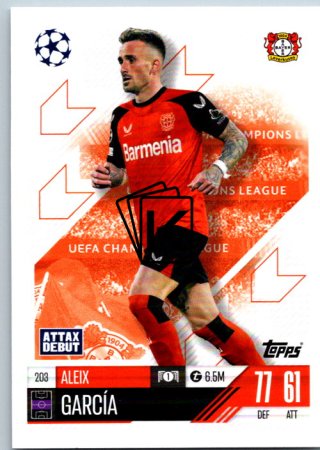 fotbalová kartička 2024-25 Topps Match Attax UEFA Club Competitions 203 Aleix Garcia (Bayer 04 Leverkusen)