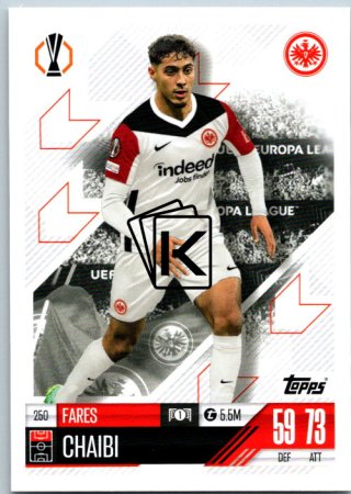 fotbalová kartička 2024-25 Topps Match Attax UEFA Club Competitions 250 Fares Chaibi (Eintracht Frankfurt)