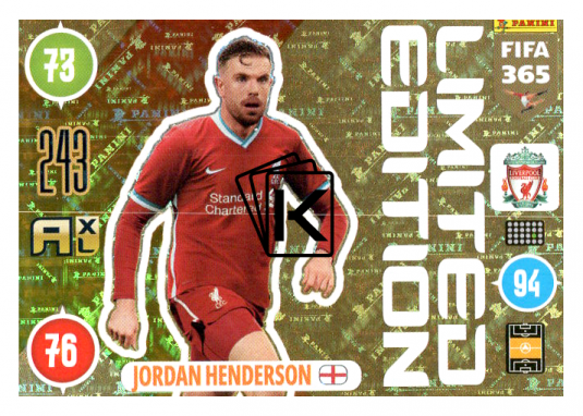 Panini Adrenalyn XL FIFA 365 2021 Limited Edition Jordan Henderson Liverpool