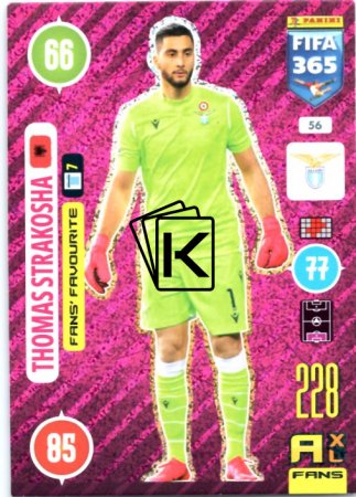 fotbalová karta Panini Adrenalyn XL FIFA 365 2021 Fans´ Favourite 56 Thomas Strakosha SS Lazio