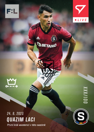 fotbalová kartička 2023-24 SportZoo Fortuna Liga Live L-03 Quazim Laci AC Sparta Praha /136