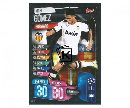 Fotbalová kartička 2019-2020  Topps Match Attax Champions League Valencia CF  Maxi Gomez 11