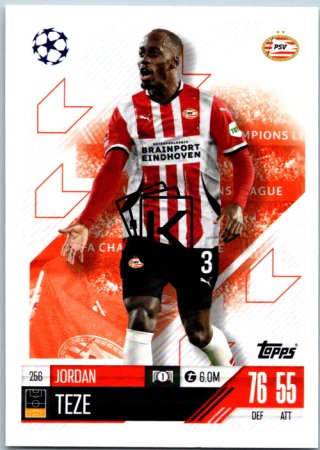 fotbalová kartička 2024-25 Topps Match Attax UEFA Club Competitions 256 Jordan Teze (PSV Eindhoven)