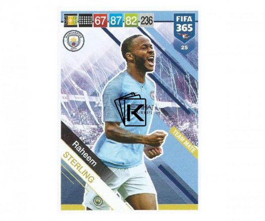 Fotbalová kartička Panini FIFA 365 – 2019 Team Mate 25 Raheem Sterling Manchester City