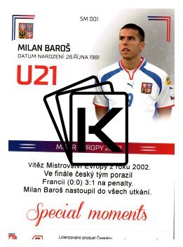 2023 Pro Arena Milan Baroš My Journey RU23 Vítěz EURO U21 Česká Reprezentace podepsaná karta /31