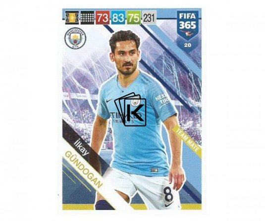 Fotbalová kartička Panini FIFA 365 – 2019 Team Mate 20 Ilkay Gundogan Manchester City